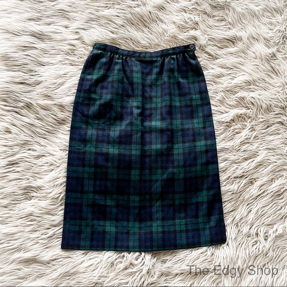 Pendleton Dresses & Skirts - Pendleton | Vintage Wool Plaid Pencil Skirt Black Tartan 1980s